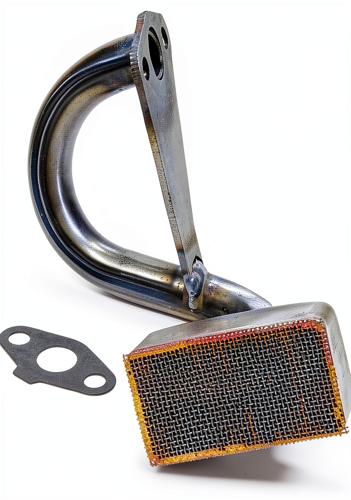 Moroso oil pump pickup tube installed in a vehicle engine