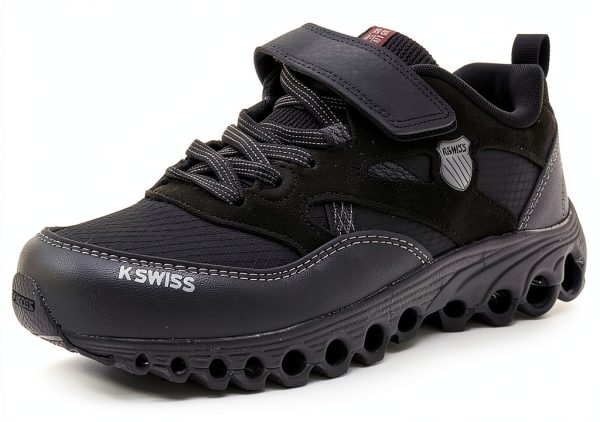 K-Swiss Boys Running Shoes Black Synthetic Trail Sneakers 14x9x5in-0