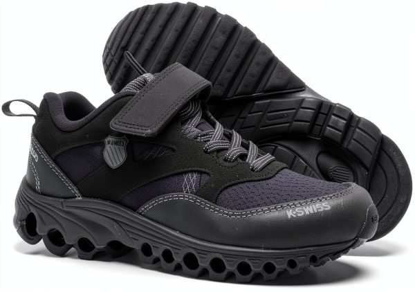 K-Swiss Boys Running Shoes Black Synthetic Trail Sneakers 14x9x5in-3