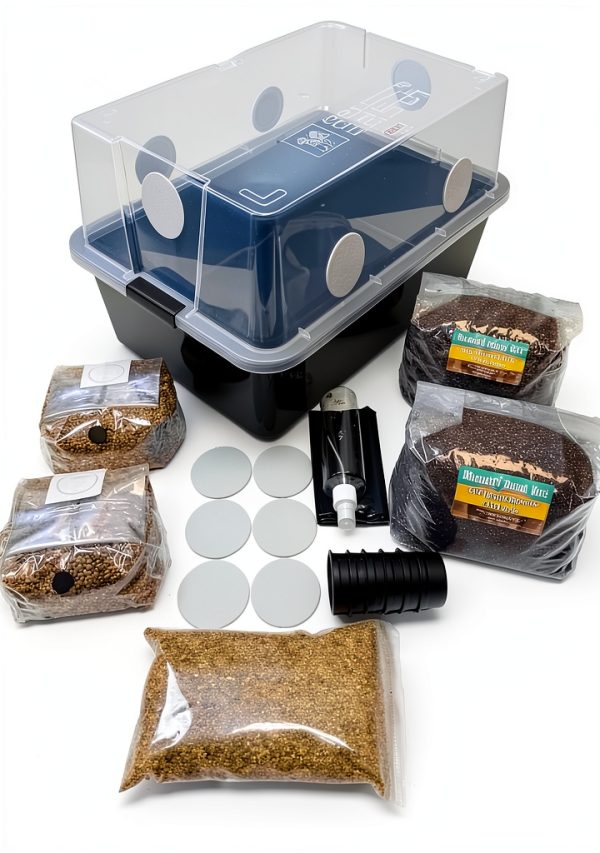 Mushroom Monotub Large 66Q Grow Kit | Complete Mushroom Grow Kit | for Dung-Loving Mushrooms | Includes 2 sterilized Grain Spawn Bags, Bulk Substrate, Vermiculite, Filters & More! Just add Spores-0